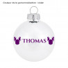 boule de Noël blanche en verre personnalisée violet