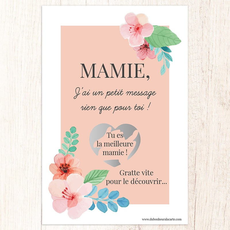 Carte à gratter personnalisable avec poème pour la fête des grands-mères