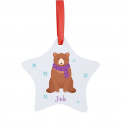 Étoile de Noël personnalisée à accrocher au sapin ours