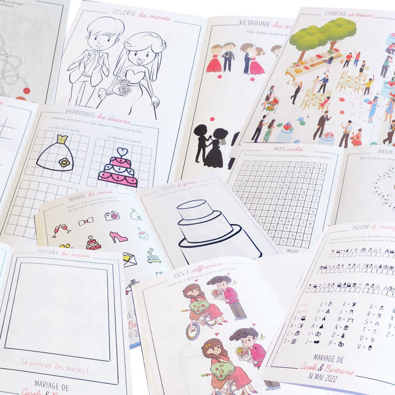 Kit De 4 Activités Pour Enfants Pendant Les Mariages - Livres De Coloriage, Jeux, Crayons Pour Occuper Les Petits