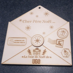 Enveloppe en bois personnalisée pour liste de Noël