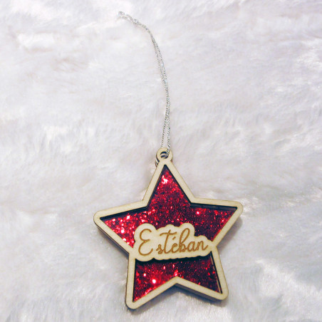Suspension de Noël étoile à paillettes personnalisée