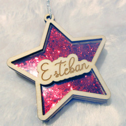 Suspension de Noël étoile à paillettes personnalisée