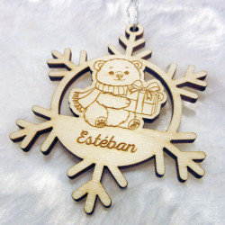 Suspension personnalisée Flocon de Noël enchanté ours