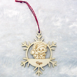 Suspension personnalisée Flocon de Noël enchanté renard