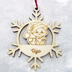 Suspension personnalisée Flocon de Noël enchanté renard