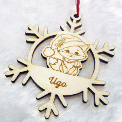 Suspension personnalisée Flocon de Noël enchanté renard