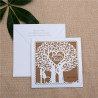 Faire-part ciselé silhouette couple et arbre à cœur blanc et kraft et personnalisation des prénoms