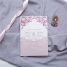 Faire-part ciselé pochette dentelle romantique rose