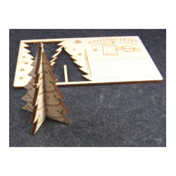 Carte de vœux en bois avec sapin 3D détachable